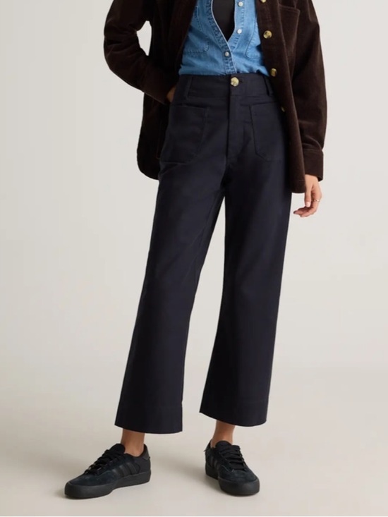 Quince Pants - Quince Organic Stretch Cotton Chino Cropped Wide Leg Pants size 16 CFL01